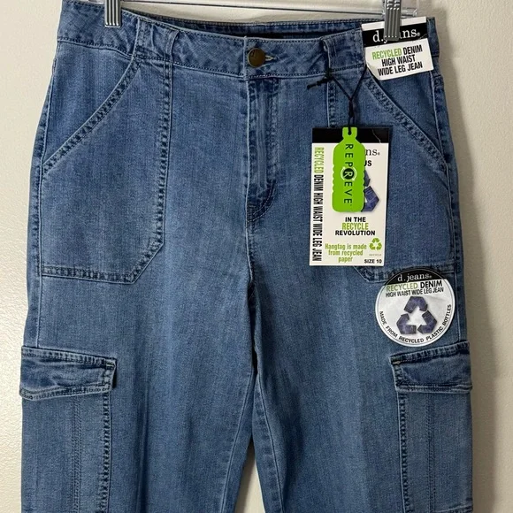 Trendy Wide Leg High Waist Cargo Jeans - Picture 3 of 8